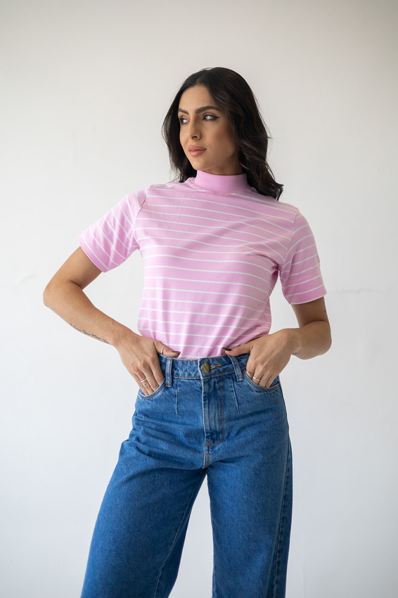 T-Shirt Gola Alta Risca De Giz